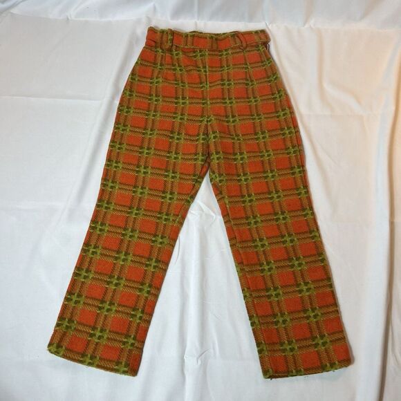 Vintage ILGWU UNION MADE Miss Q By Jeff‎ Richard Girls Size 8 Orange Green Plaid - Picture 1 of 12
